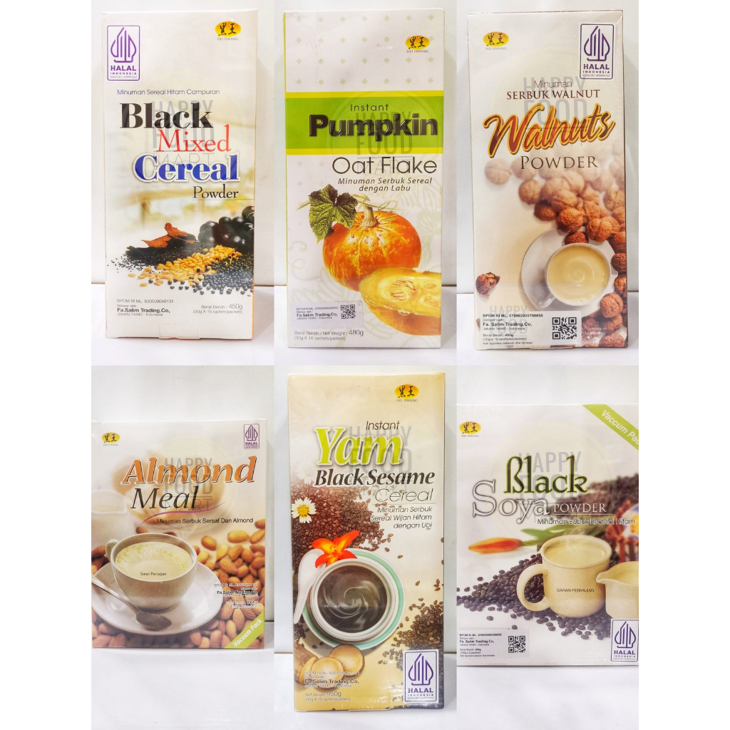 

NEW [HALAL] HEI HWANG PUMPKIN OAT FLAKE/BLACK MIXED CEREAL/WALNUT POWDER/ALMOND MEAL/YAM BLACK SESAME/WALNUT SESAME/BLACK SOYA POWDER/TEN WHOLE GRAINS PREMIUM