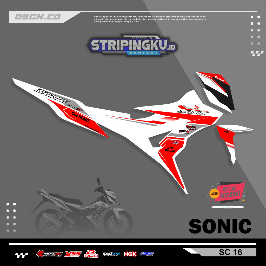 Striping Variasi Honda Sonic 150R / Sticker Honda Sonic variasi motif simple keren kode 16