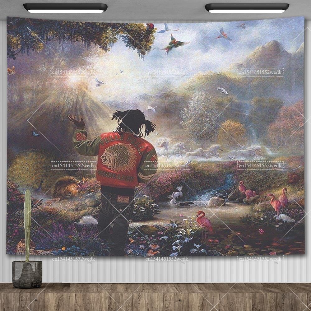Chief Keef In The Garden Of Eden Wall Hanging Tapestry Hippie HipPop Rapper Tapestries Meme Aestheti