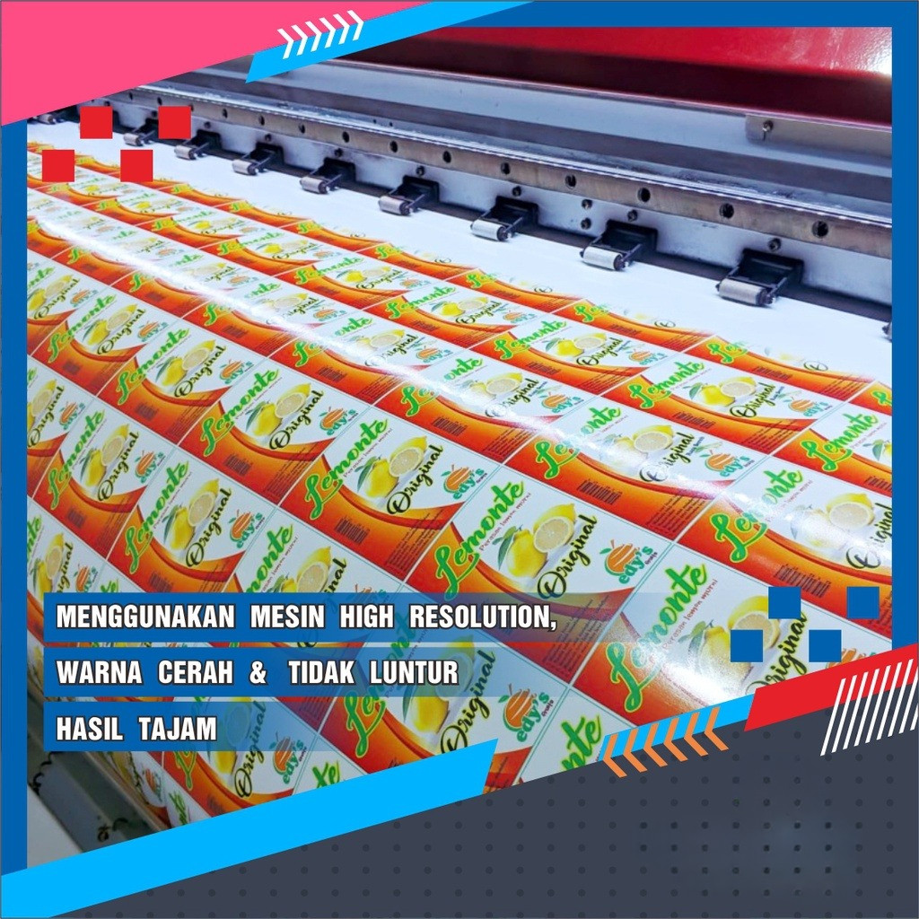 

cetak stiker vinyl/transparan label makanan/minuman permeter satuan/partai grosir