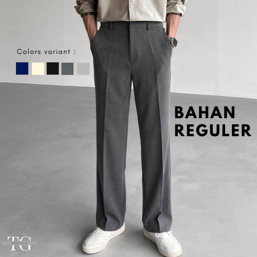 Treegoud - Celana Bahan Besar Model Reguler Celana Kerja Pria Baggy Jumbo Celana Panjang Pria Bahan 