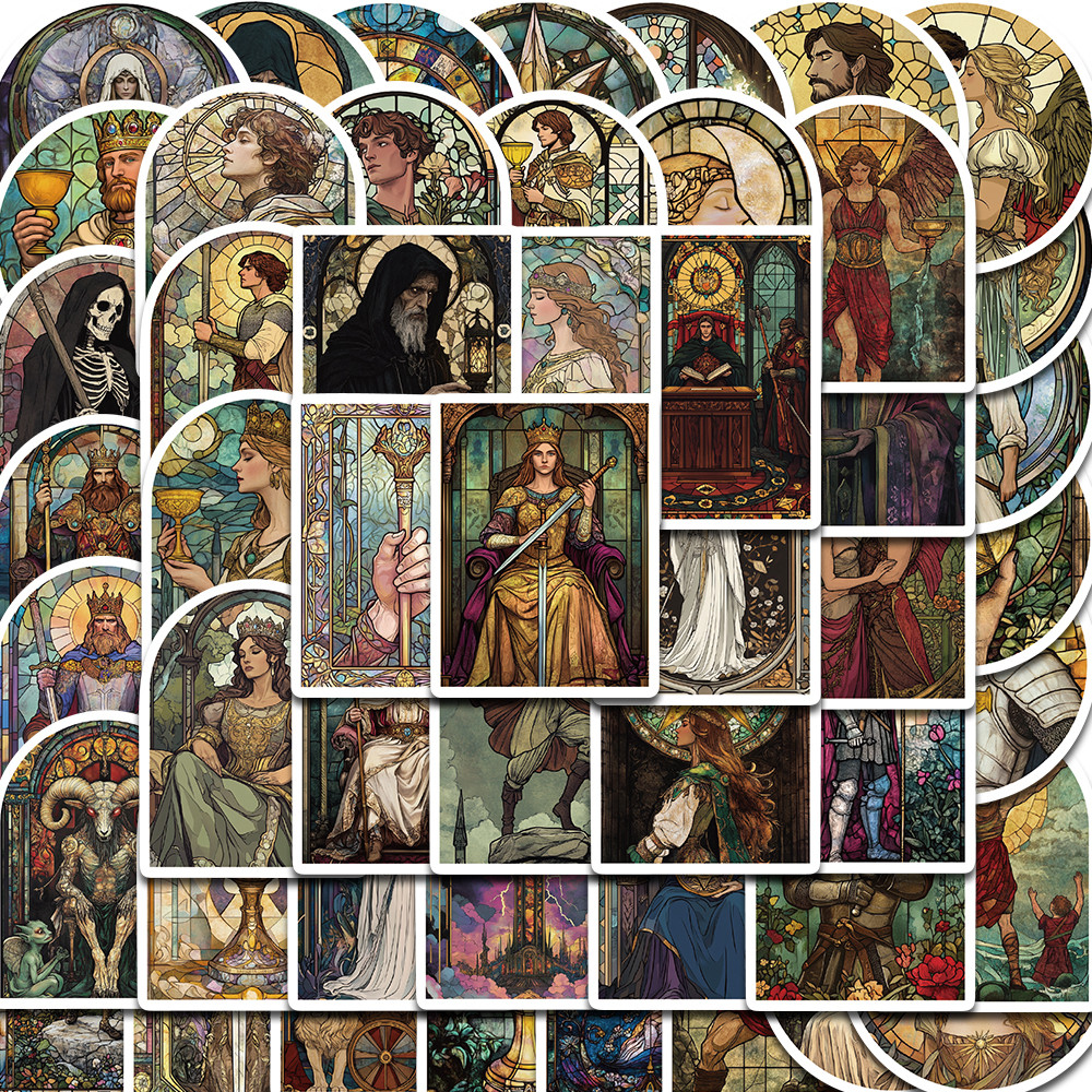 

50PCS Glass Tarot Card Stickers Laptop Luggage Graffiti Community Phone Stationery Modern Luggage Graffiti Phone DIY Sticker