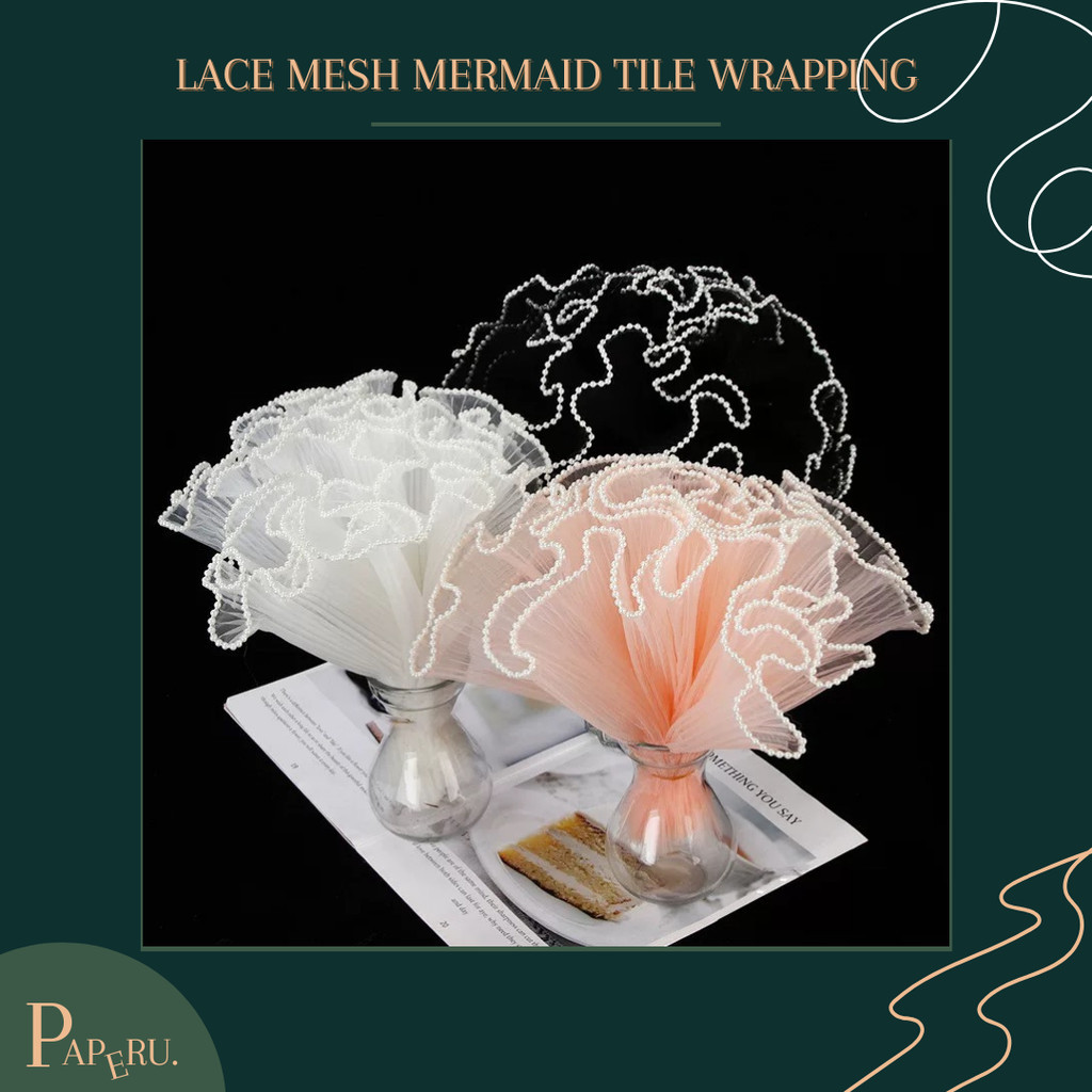 

PROMO![PAPERU] Korean Lace Mesh Mermaid Tile Wrapping Flower Renda Keriting Buket BungaREADY