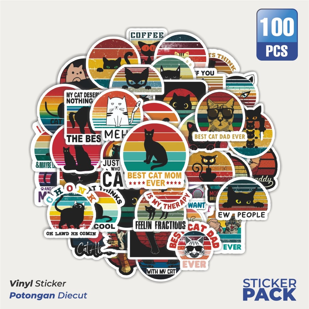

Stiker Vinyl Stiker Cat/Kucing Kawaii V4 Waterproof Aesthetic- Untuk Laptop, Motor, dan Helm - Paper Stationery Pack
