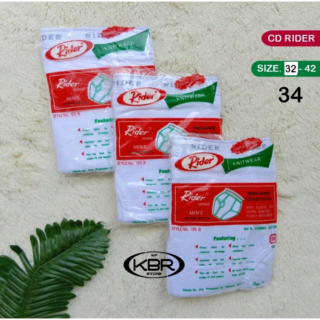 [ Satuan ] CD Rider 125B | Celana Dalam Pria Dewasa Rider Putih  | Celana Dalam | Rider / celana dal