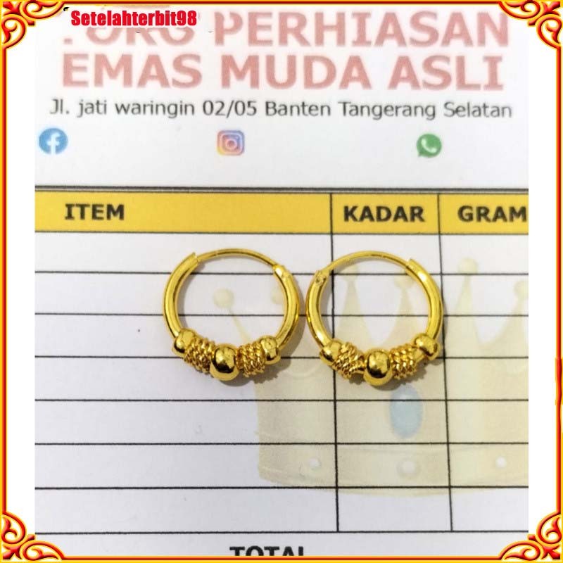 anting anak emas muda asli berat 1 grm kadar 700 dapat surat dari toko bisa COD