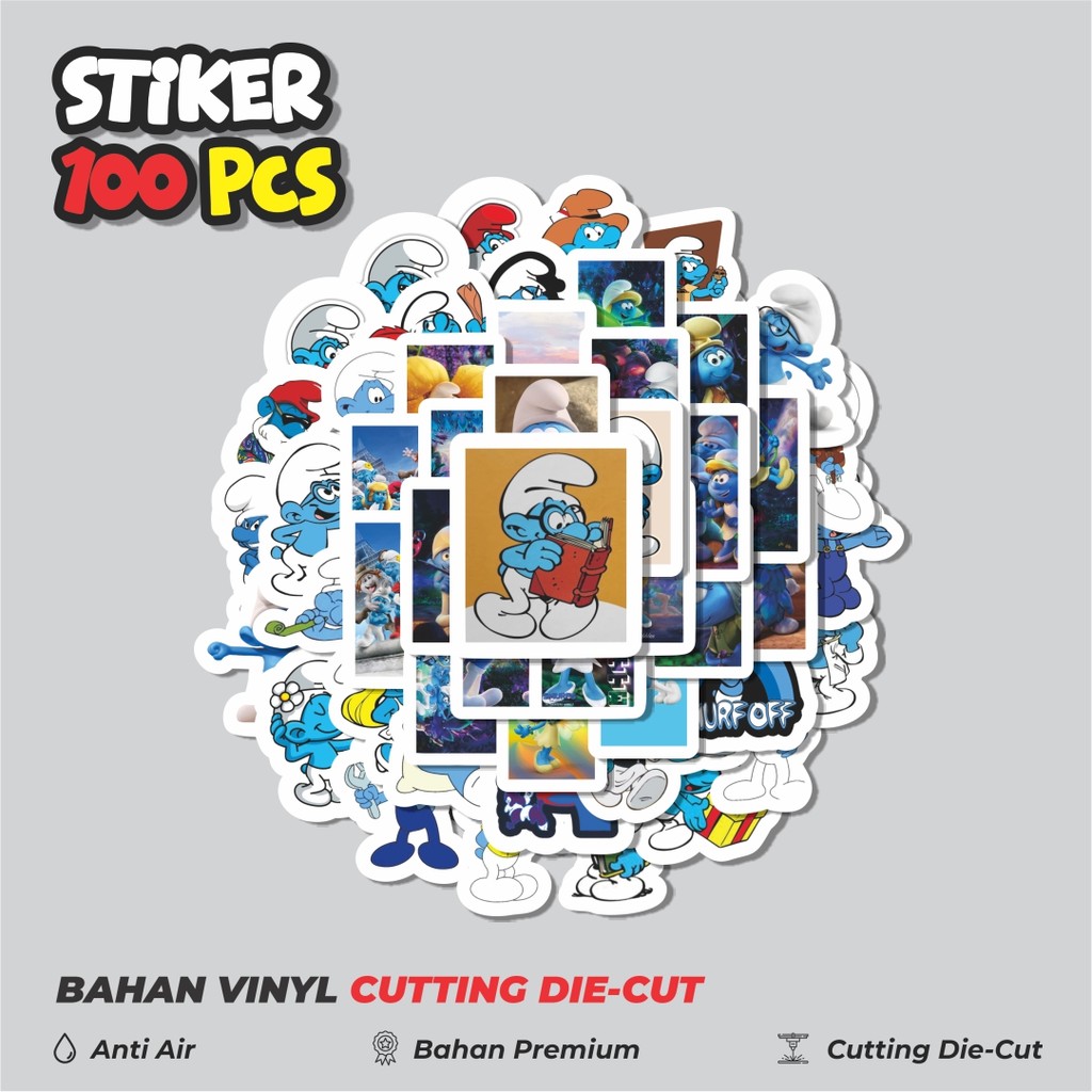 

Terbaru! 50 pcs Stiker Kartun The Smurf Dekorasi Lucu Kreatif untuk Notebook, Skateboard, HP