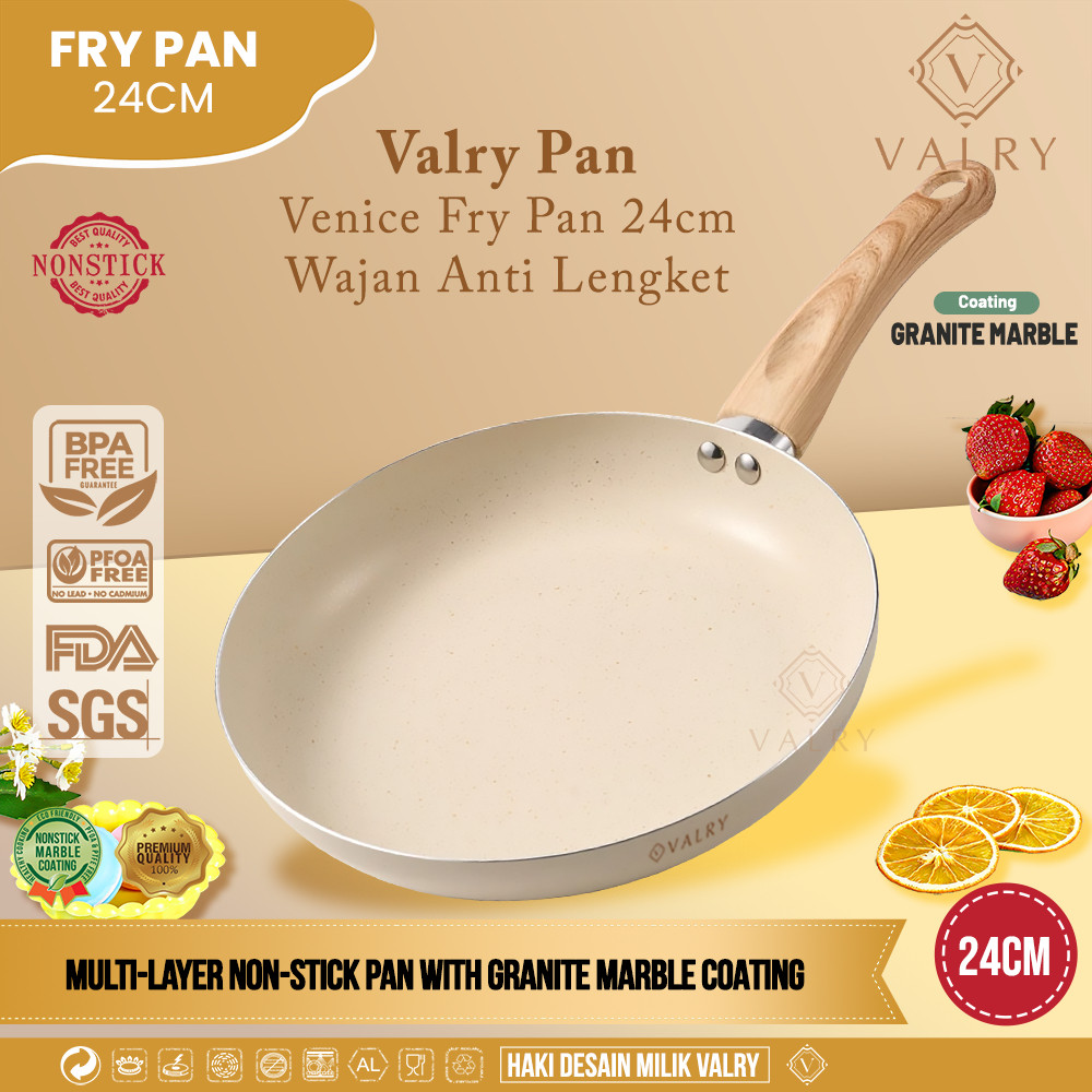 

VALRY PANCI FRYPAN Venice 24cm frying pan anti lengket white granit gagang tahan panas