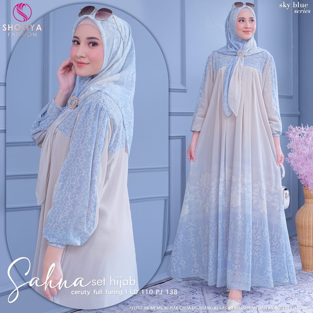 Dress jumbo Sahna/Gamis syari jumbo/Dress pesta kondangan/baju muslim wanita terkini/Gamis jumbo LD 