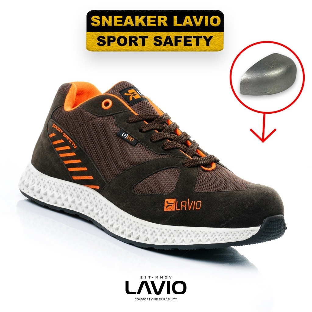 Lavio Sepatu Pria Sneakers Sport Safety Kerja Original Best Quality Lavio Pietro Coklat