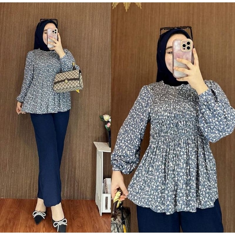 one set ootd wanita korean style terbaru setelan celana Panjang baju busui santai wanita kerja /UPDA