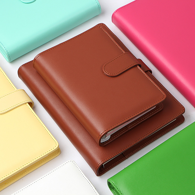 

Macaron Leather Spiral A5/A6 Color Notebook Cover Office Organizer Stationery Binder Notepad Planner Notebook