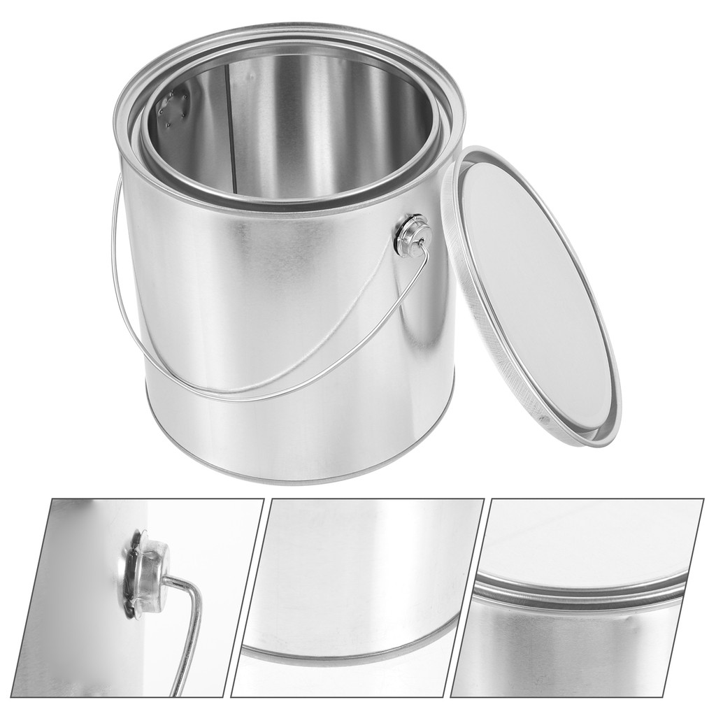 

Paint Containers with Lids Drum Pigment Bucket Empty Poster Tinplate Buckets for Painting