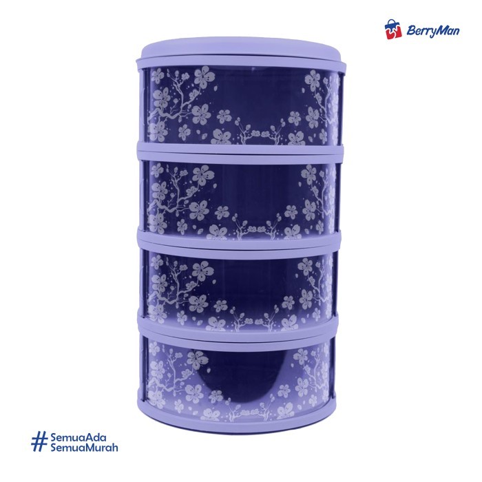 TUDUNG SAJI 4 SUSUN - Tempat Penyimpan Makanan Tahan Panas Food Cover - Ungu, Standart