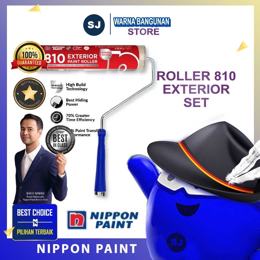 

NIPPON 810 EXTERIOR PAINT ROLLER SET - 21mmNAP/9" KUAS RODA