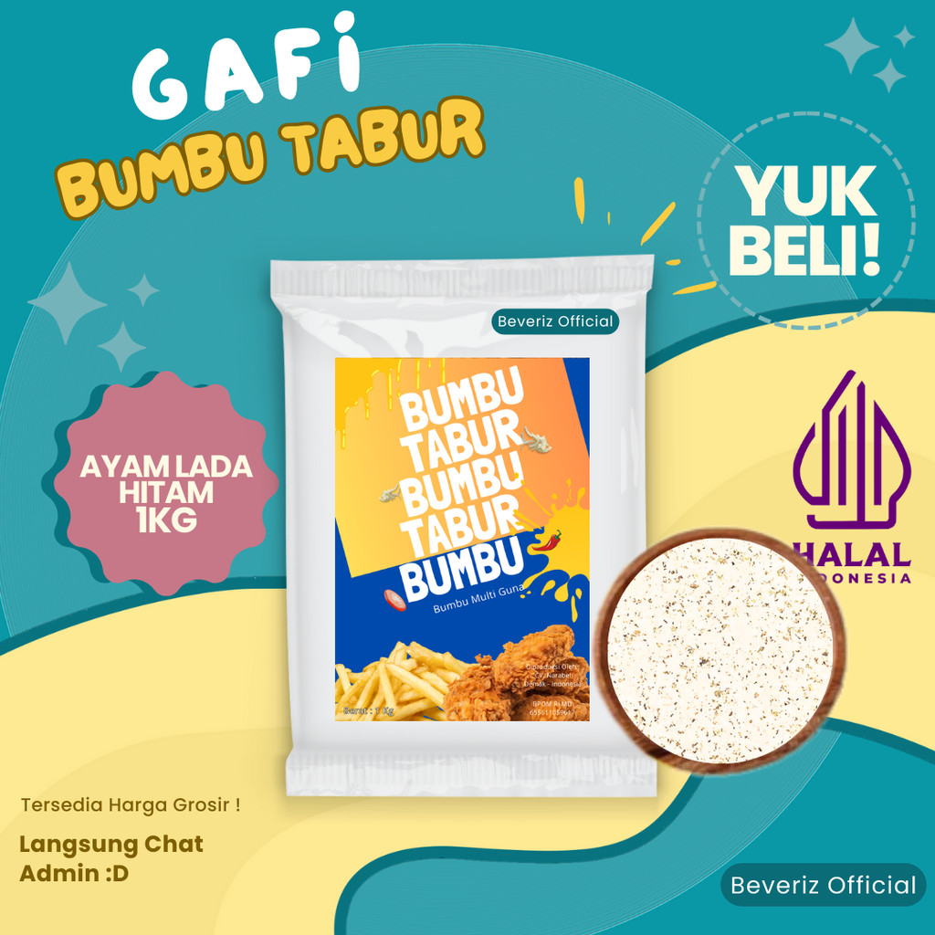 

BEVERIZ BUMBU TABUR RASA AYAM LADA HITAM (BLACKPEPPER) 1KG {BISA COD}{TERSEDIA HARGA GROSIR}