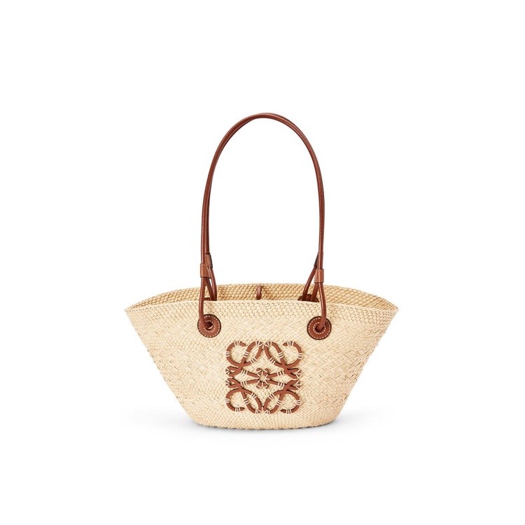 [Pre-order] Loewe Small Anagram Basket bag in iraca palm and calfskin