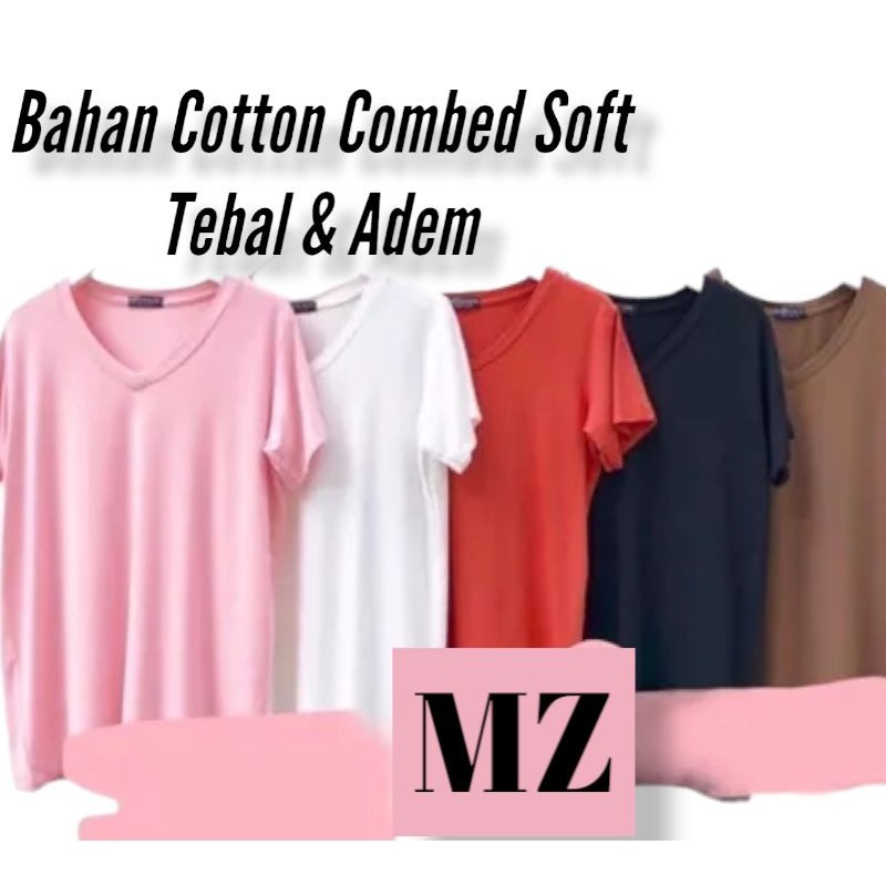Baju Kaos Polos Wanita V-neck Lengan Pendek | Kaos Polos Pendek Wanita