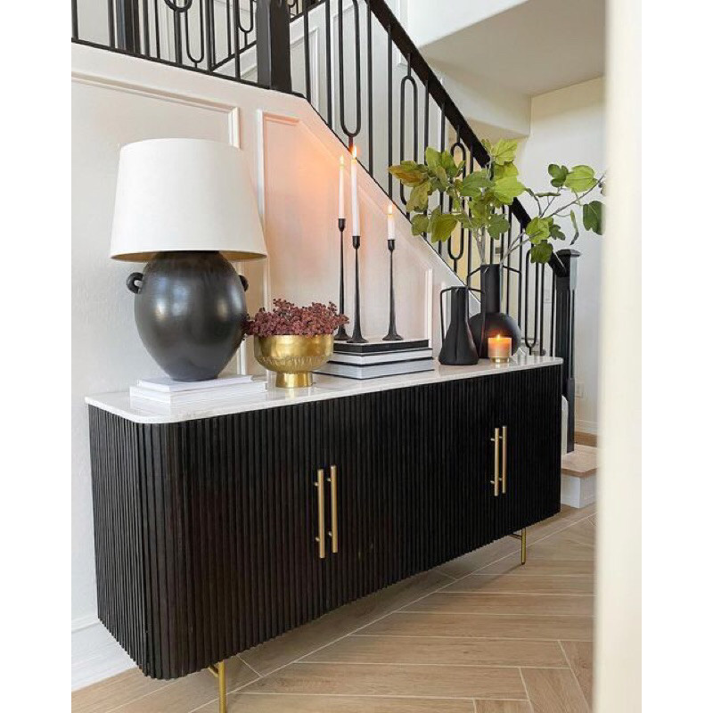 Buffet Kayu Jati Solid Gaya Skandinavia Klasik Modern | Buffet Kayu Jati Asli Mewah Elegant