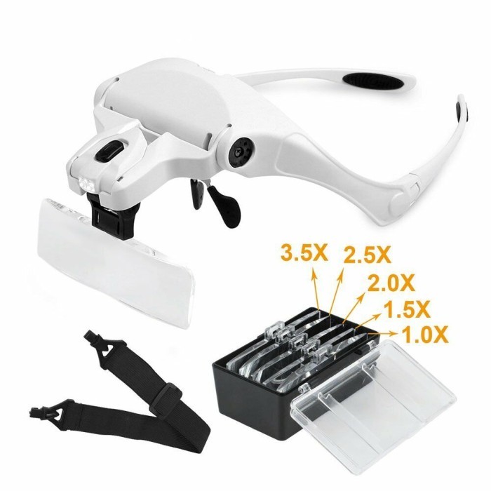 

TERLARIS Kacamata Service Jam / Hp Pembesar 5x Magnifier dengan 2 Lampu LED