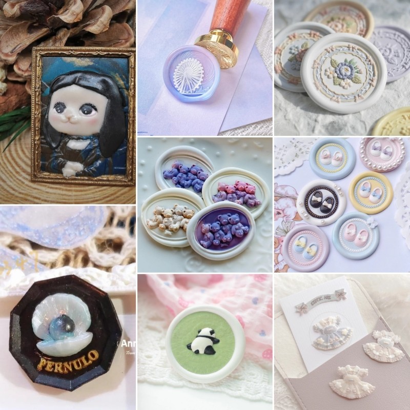 

Cute Engraved Seal Head Vintage Study Bath Towel Incense Stamp Shell Shaped Fire Seal Embossed Copper Head Tulip Stamp Envelope