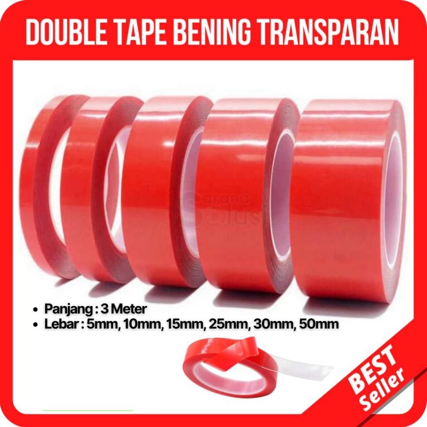 

Double Tape Acrylic 5mm Doble Tip Bening 5mm x 3m Lem Super Kuat Acrylic Anti Air Adhesive Transparent No Trace Sticker Red