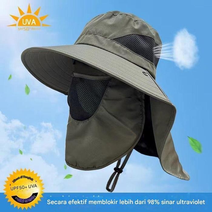 Topi Rimba Matahari Outdoor Hiking Pantai Gunung Berkebun Kebun Mancing Golf Bucket Visor Anti UV UP