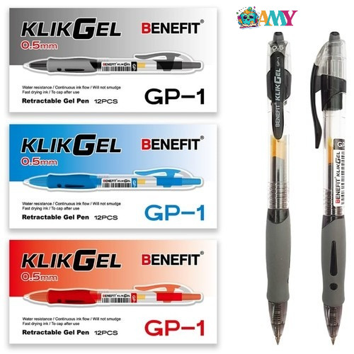 

(1PAK ISI 12PCS)BENEFIT BALLPOINT KLIK GEL GP-1 BLACK AMY STASIONARY