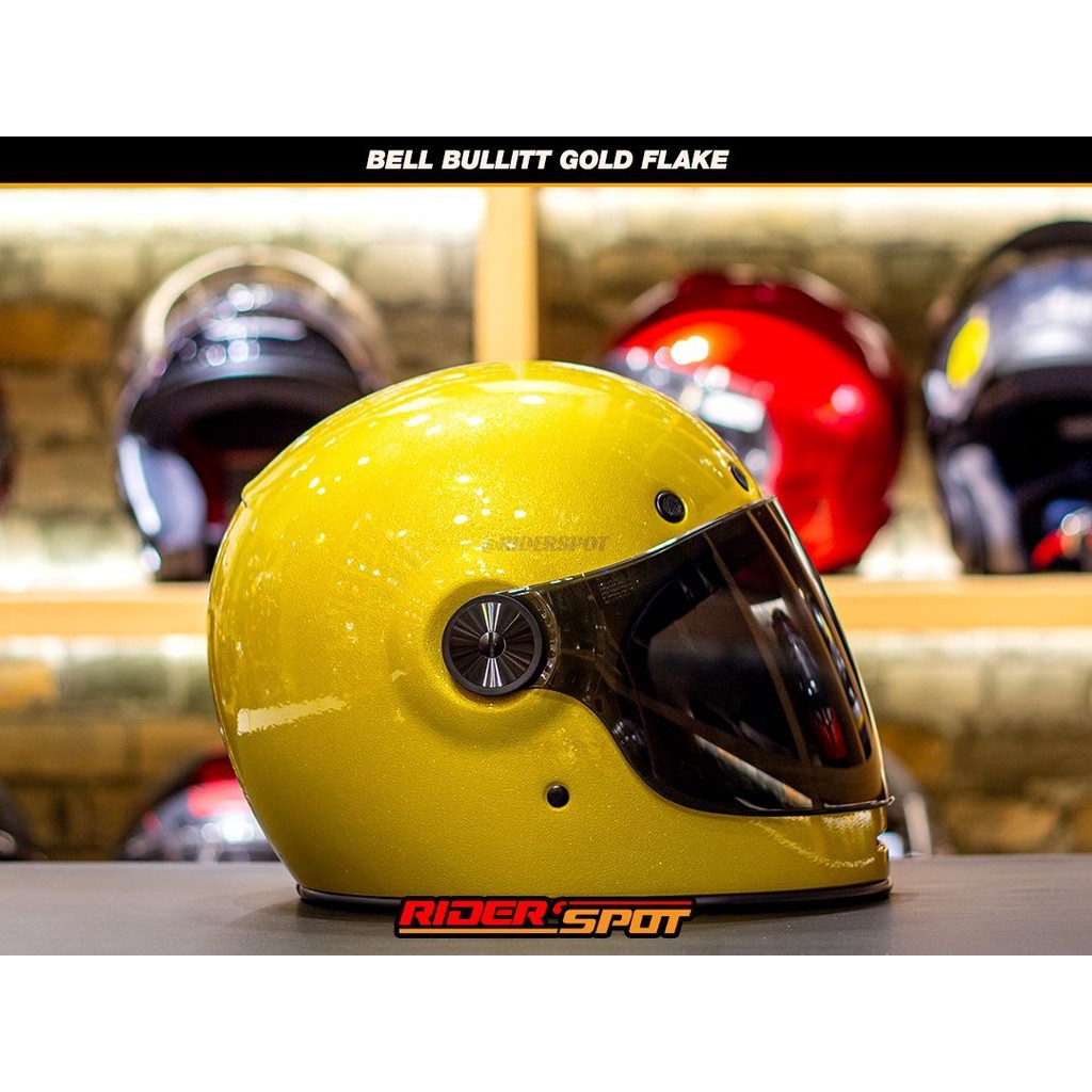 Helm Motor Bell Bullitt Gold Flake Full Face Retro Original Helmet