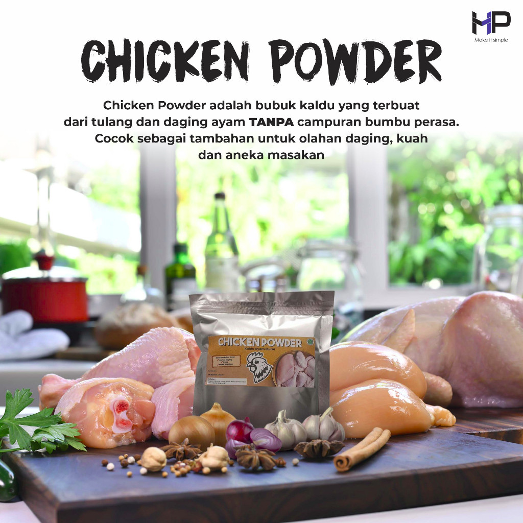 

Chicken Powder 1kg / Chicken Broth / Perasa Ayam / Kaldu Ayam Murni / Extrak Ayam (Lebih kuat dari Royco / masako)