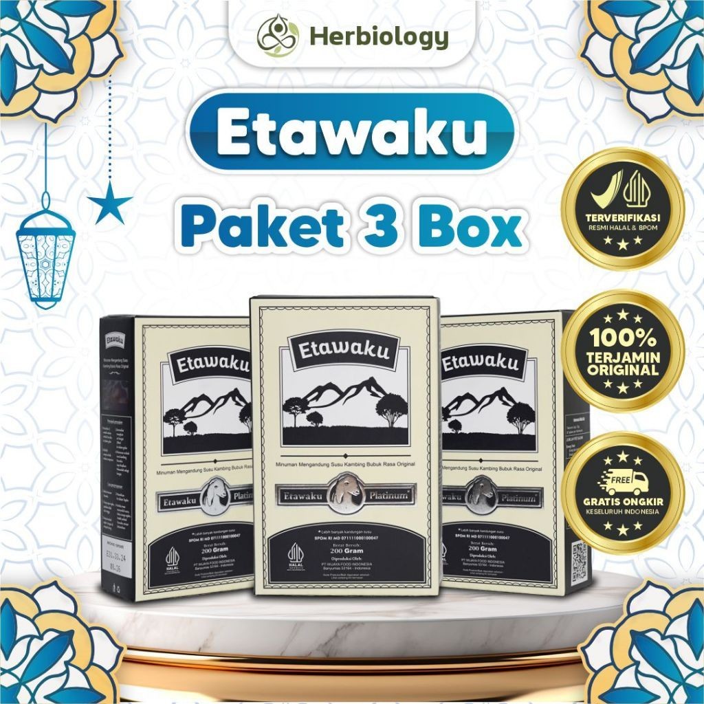 

Paket Grosir Etawaku Platinum 3 Box : Susu Kambing Etawa Untuk Pernafasan Isi 200 Gram