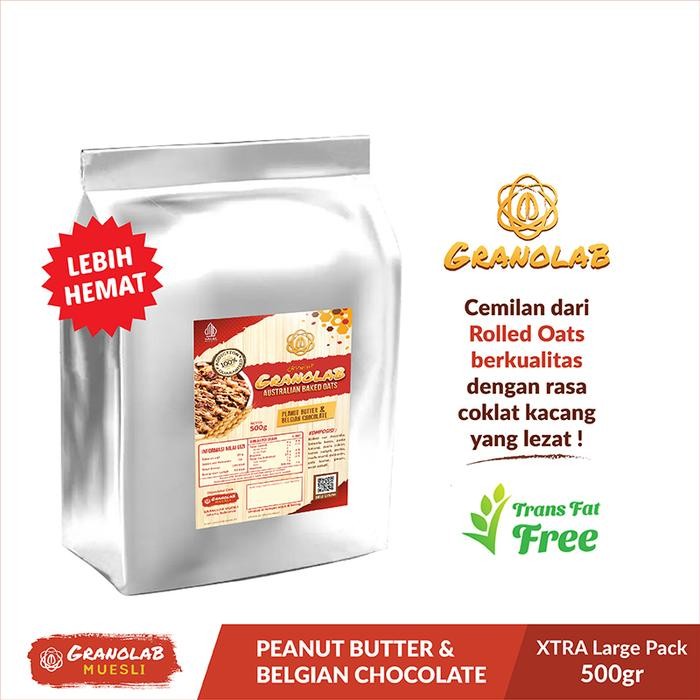 

[Best Seller] Granola 500 gr Peanut Butter & Belgian Chocolate - Granolab Muesli - PBC 500gr