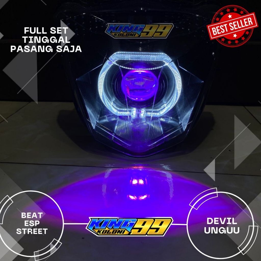 Lampu Biled Beat ESP Street 2016-2019 Devil Ungu Ring Putih