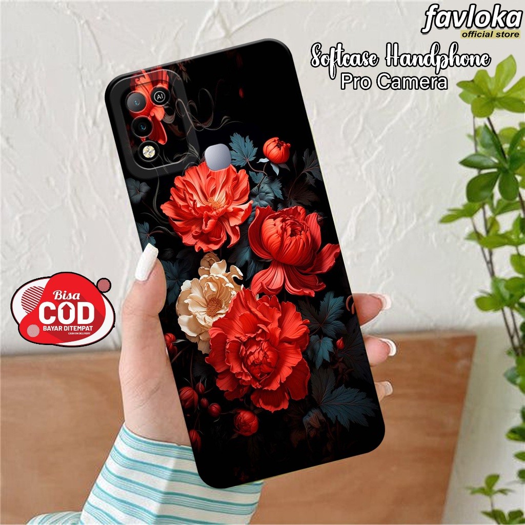 Case INFINIX HOT 10/11 PLAY - Softcase INFINIX HOT 10/11 PLAY Terbaru - Fashion Case Bunga - SoftCas