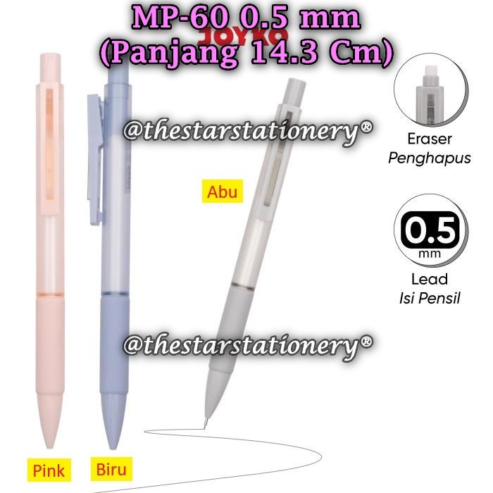 

(1 Pak/24) GROSIR Pensil Mekanik JOYKO MP-60 0.5 mm Mechanical Pencil Joyko MP-60 (Pak/24)