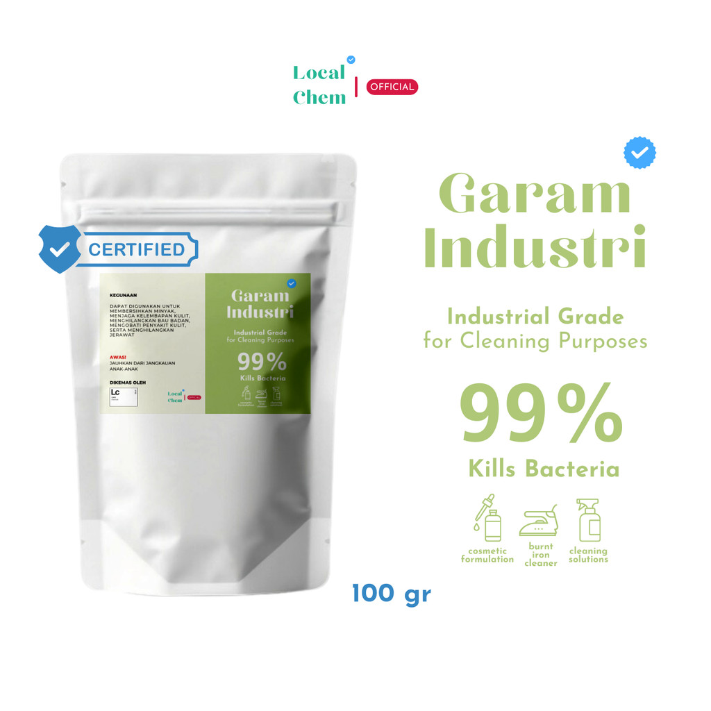 

T9 Garam NaCl - Garam Industri Garam Kebersihan Non Yodium Cosmetic Grade Natrium Klorida 100gr