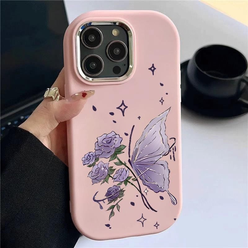 Case For Samsung A32 5G A34 M32 Silicon Candy Simple Purple Butterfly Girls Softcas