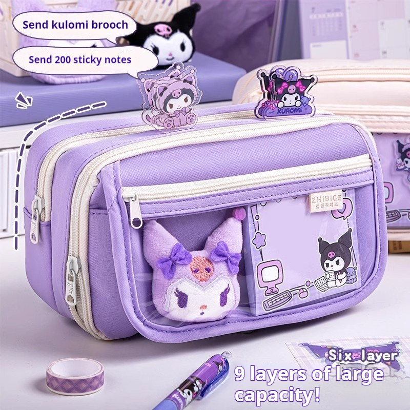 

New Kuromi Pencil Case Sanrio Stationery For Junior High School Girls New Primary School Students Large Capacity High Appearanc