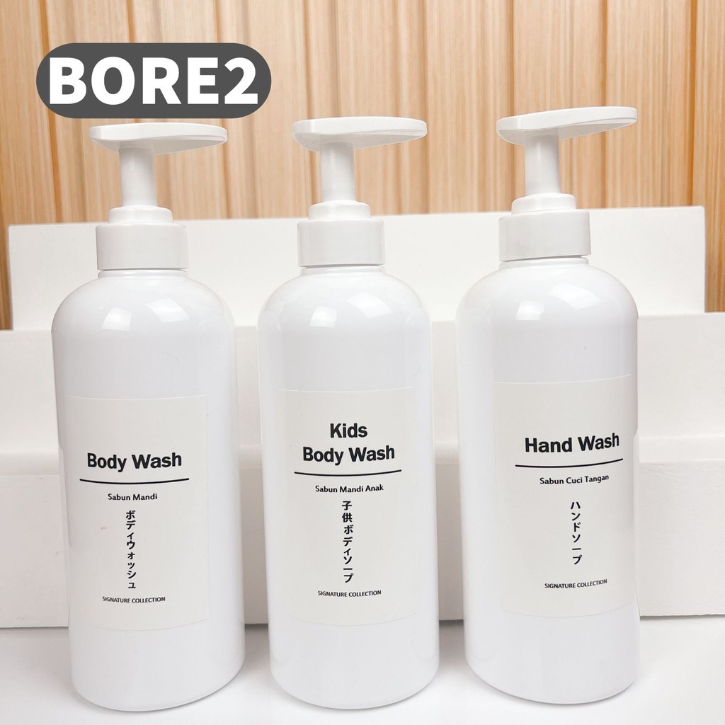 BORE2 Botol Pump 600ml Kosong Isi Ulang Shampoo Sabun Cair Bottle Refill Plastik Tebal HonasanMart