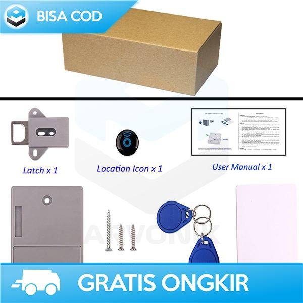 

KUNCI LEMARI SENSOR RFID KUNCI KABINET KEYLESS GOLDEN SECURITY 2xAA - HitamSale