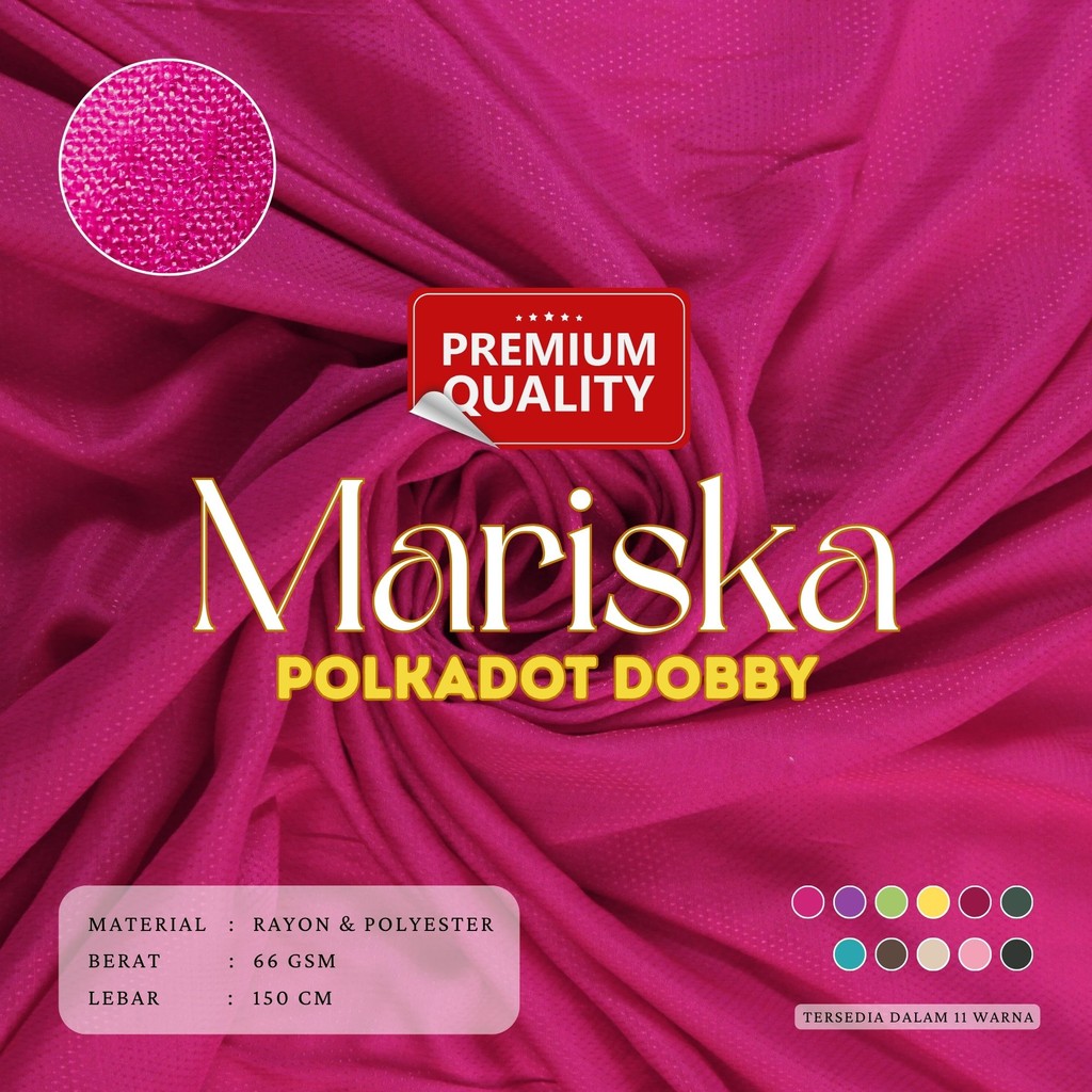 MARISKA POLKADOT DOBBY KAIN PREMIUM POLOS UNTUK GAMIS PASHMINA