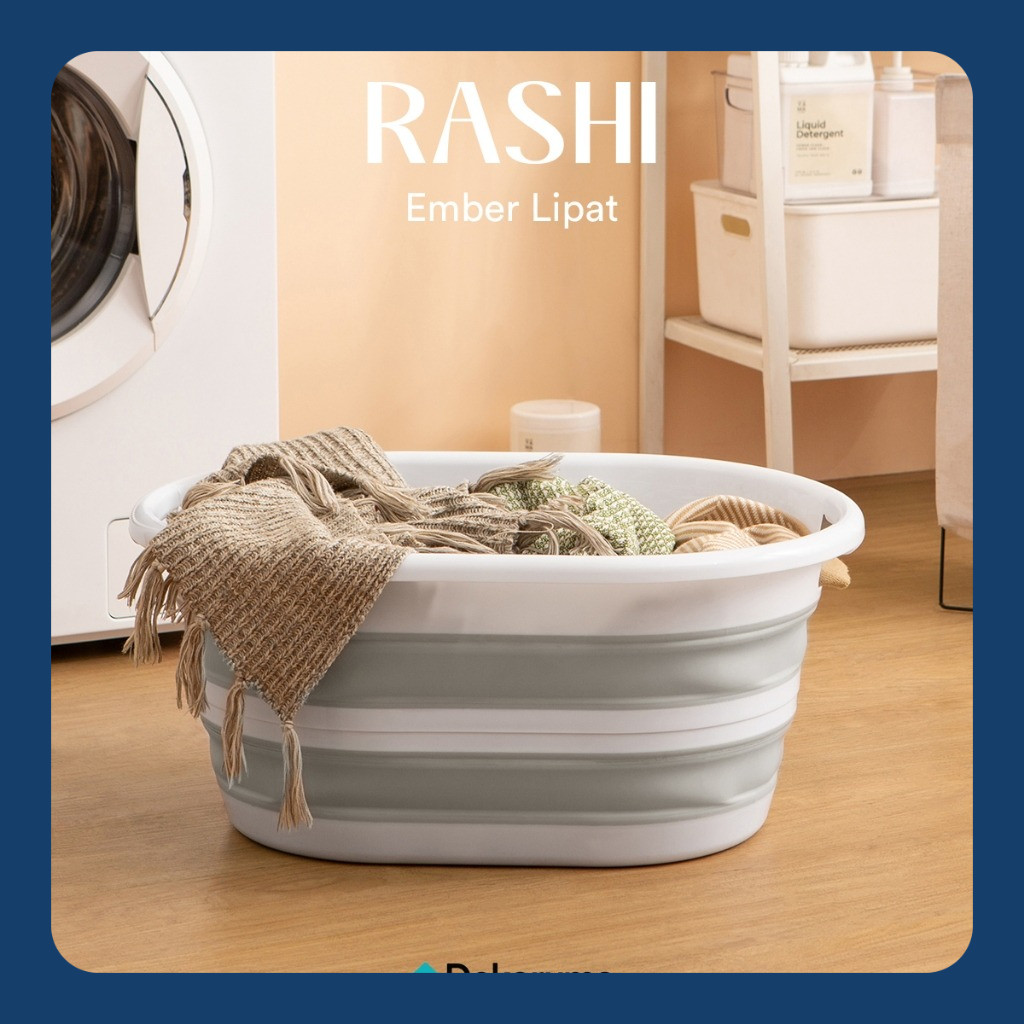 Dekoruma RASHI Ember Lipat / Ember Portable Untuk Cuci Baju - Putih