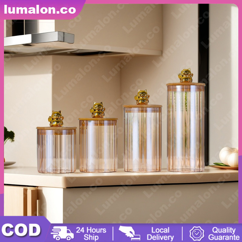 Kucing Toples Lebaran Set Gold Set 4 Pcs Toples Makanan Serbaguna Toples Kaca Set Mewah Toples Kue K