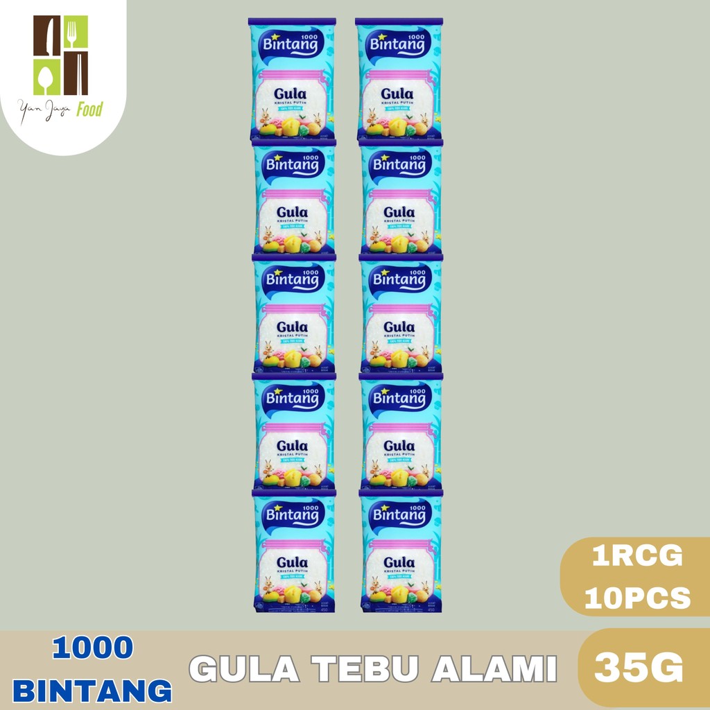 

Gula 1000 Bintang 35g / 1RENCENG / ISI 10PCS / Gula Tebu Alami / Gula Kristal Putiih