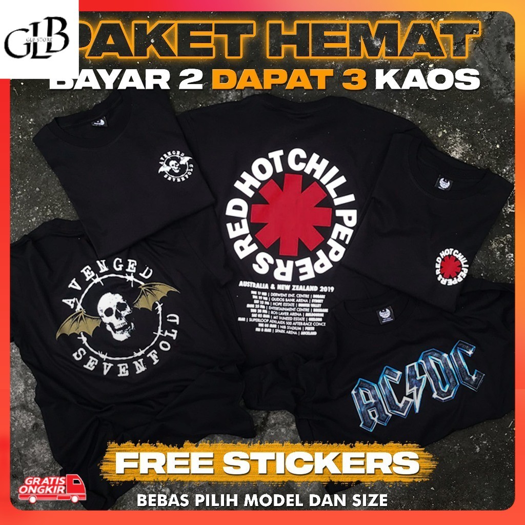 Kaos / Paket Kaos Musik kaos Band (BEBAS PILIH 3 KAOS) // SABLON PLASTISOL // Baju Kaos Pria // kaos