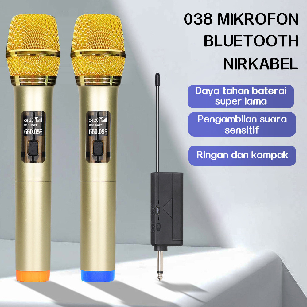 Mic Wireless Microphone Mic Double Batrei dapat di Charger UHF Digital Mikropon MIC-206