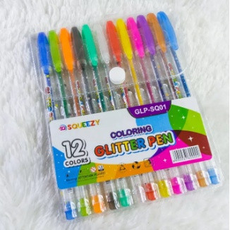 

RGT - 12 PCS / 1 PACK GEL PEN PULPEN GLITTER 12 WARNA