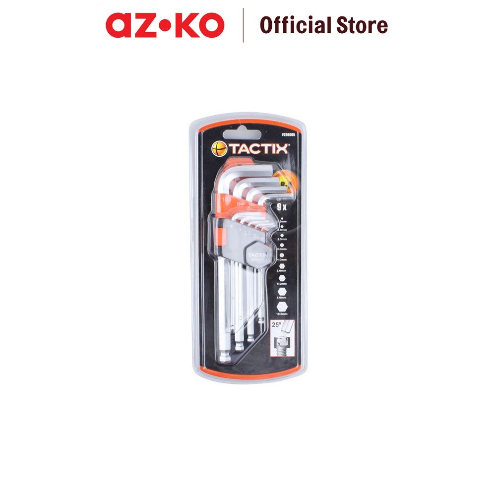 AZKO Tactix Kunci L 1.5-10mm Hexagonal Wrench Hex Key L L-Shaped Wrench Kunci Sudut Hexagonal Perlen