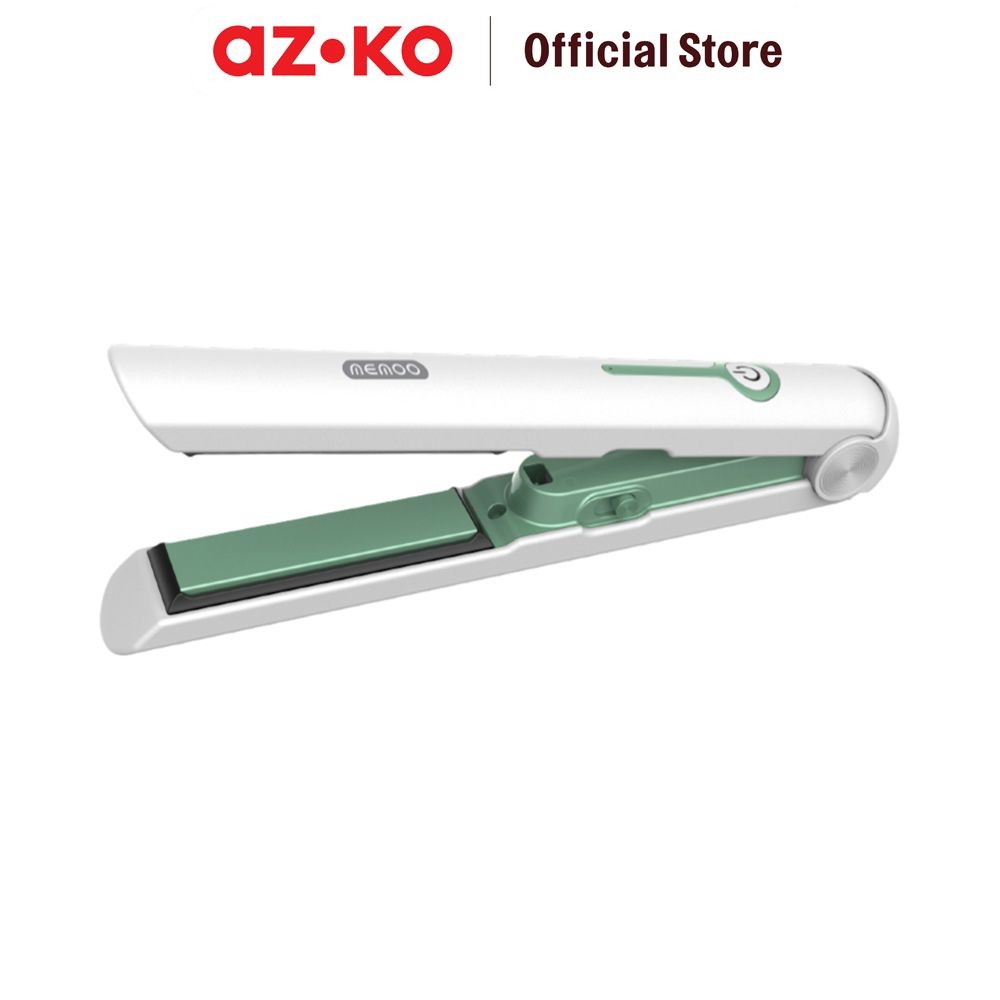 AZKO Memoo Alat Catok Portable - Putih/Hijau Pelurus Rambut Catokan Hair Styler Elektronik Kecantika