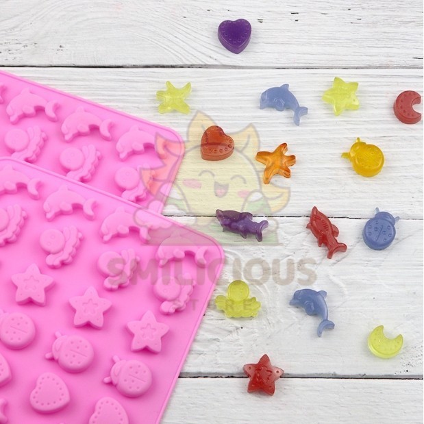 Isi 32 Cetakan Puding Kue Coklat Gummy Jelly Permen Yupi Agar Nugget Fondant Silikon Motif Ocean Kar